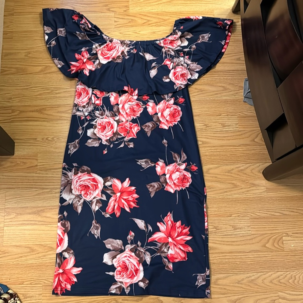 Miss Qee off the shoulder maternity dress